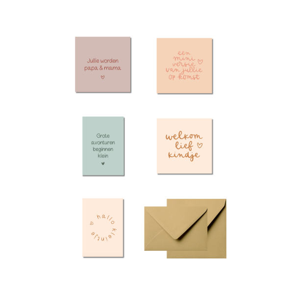 Wenskaarten set | Zwangerschap & geboorte (5 stuks)