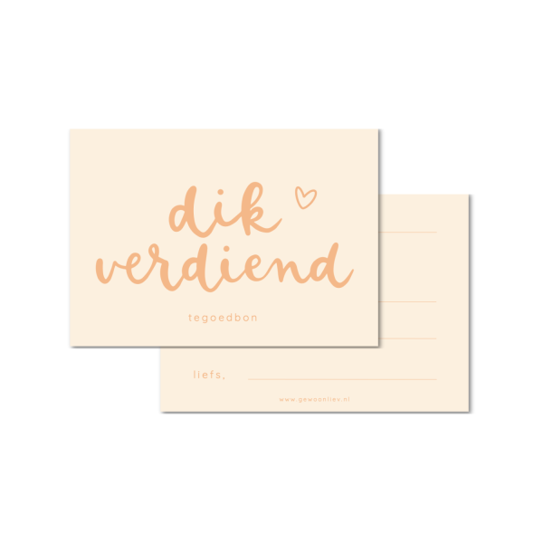 Tegoedbon blanco | Dik verdiend