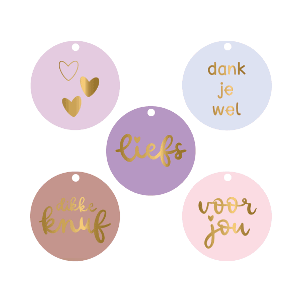 Cadeaulabels Liefde | set van 5 (met goudfolie)