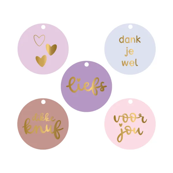 Cadeaulabels Liefde | set van 5 (met goudfolie)