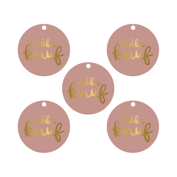 Cadeaulabels Dikke knuf | set van 5 (met goudfolie)