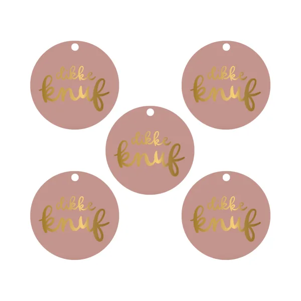 Cadeaulabels Dikke knuf | set van 5 (met goudfolie)