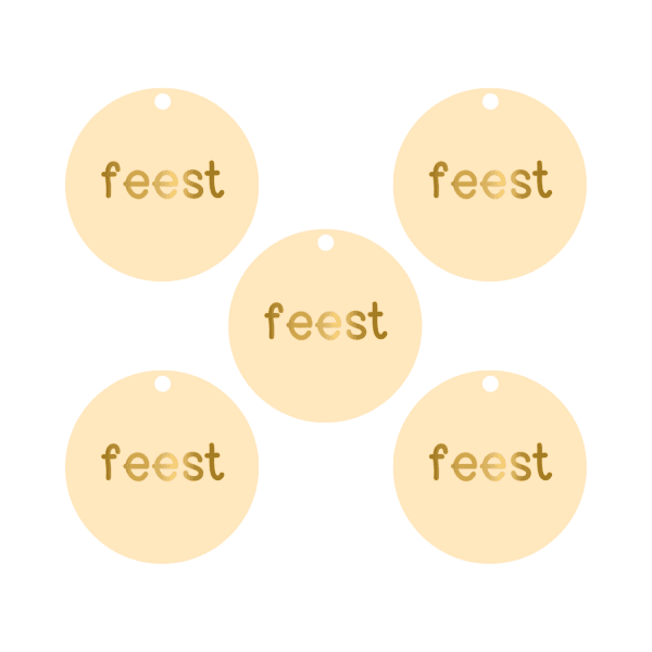 Cadeaulabels Feest | set van 5 (met goudfolie)
