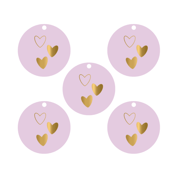 Cadeaulabels Hartjes | set van 5 (met goudfolie)