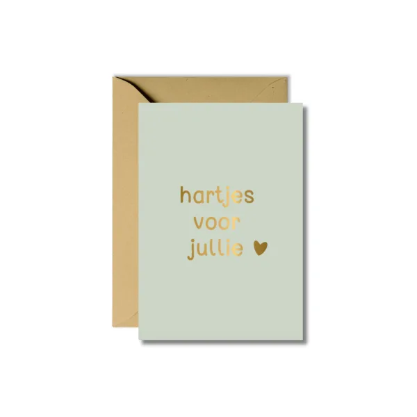 Wenskaart | Hartjes voor jullie (met goudfolie)