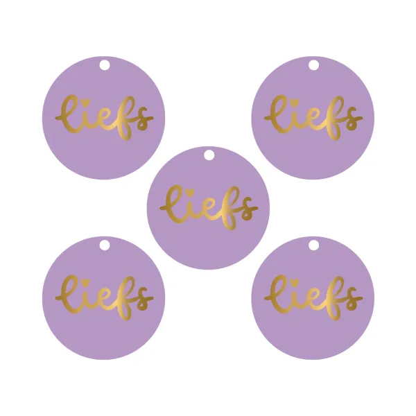 Cadeaulabels Liefs | set van 5 (met goudfolie)