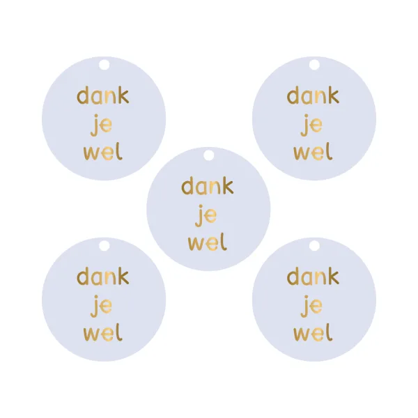 Cadeaulabels Dank je wel | set van 5 (met goudfolie)