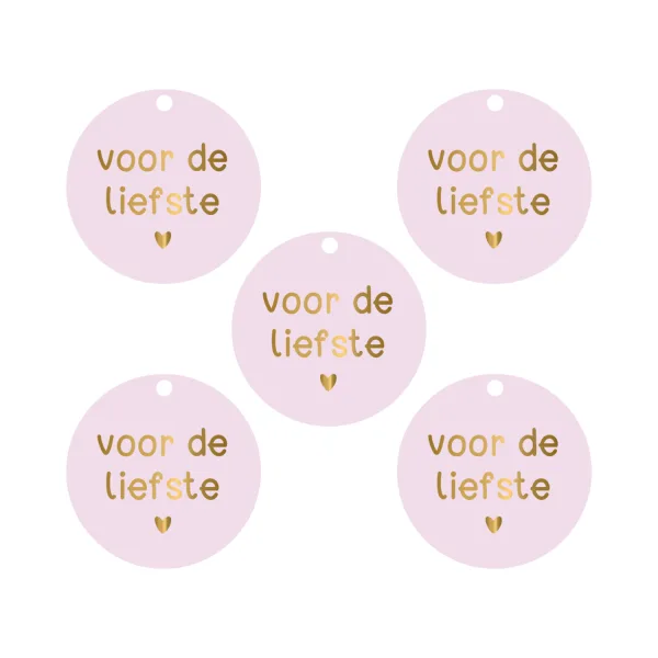 Cadeaulabels Voor de liefste | set van 5 (met goudfolie)