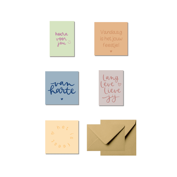 Wenskaarten set | Verjaardag (5 stuks)