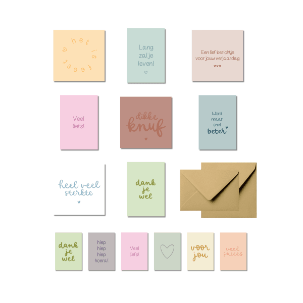 Basis kaartenset XL | Voor elk moment (8 wenskaarten + 6 minikaarten)
