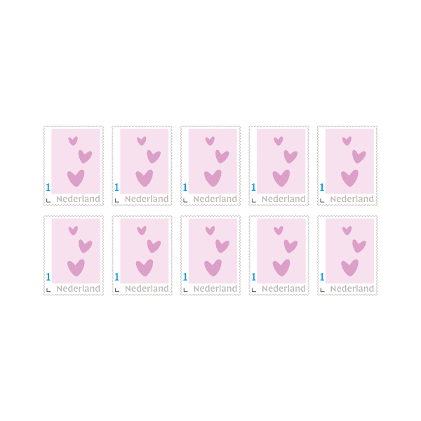 Postzegel hartjes | Set van 10 postzegels