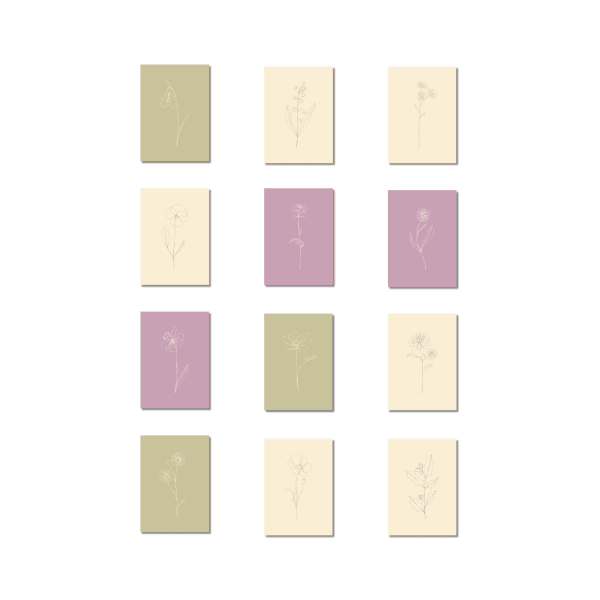 Ansichtkaarten set | Alle geboortebloemen (12 stuks)