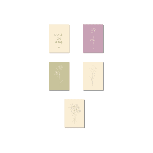 Minikaarten set | In bloei (5 stuks)